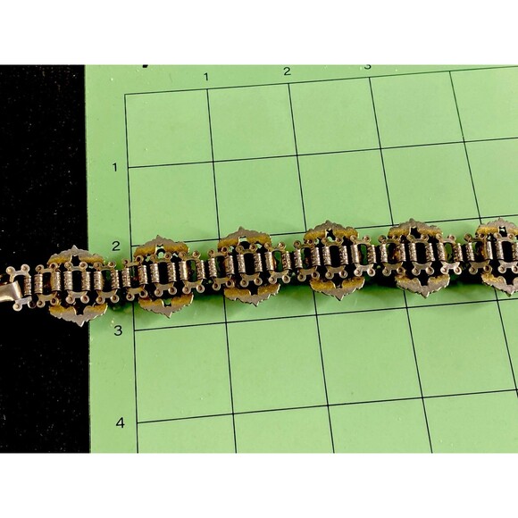 Vintage Victorian Revival Engraved Gold Plated Faux Pearl  Antique Victorian Revival Faux Pearls Faux Stones Book Chain 7\